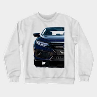 Dynamic Ignition: Honda Civic Blue Fiery Half Body Posterize Car Design Crewneck Sweatshirt